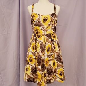 Maggy London Yellow Floral Sun Dress 10P